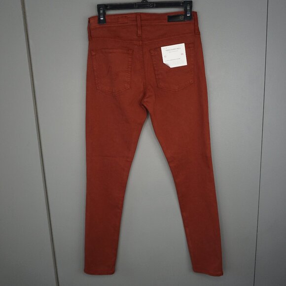 New AG Farrah High Rise Skinny Ankle Stretch Sateen Pants in Dark Hibiscus sz 26 - Picture 2 of 15